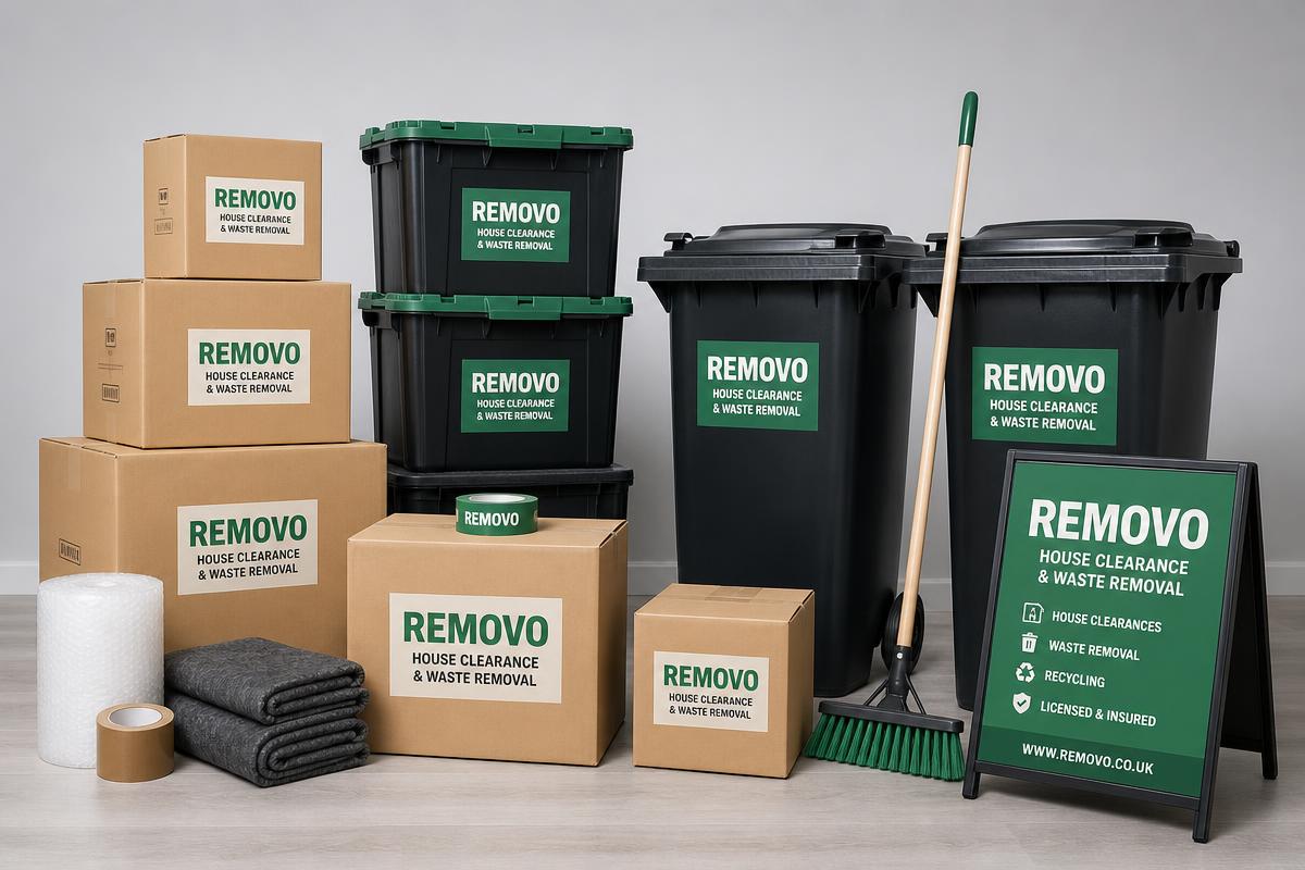 REMOVO branded boxes, bins, and packaging